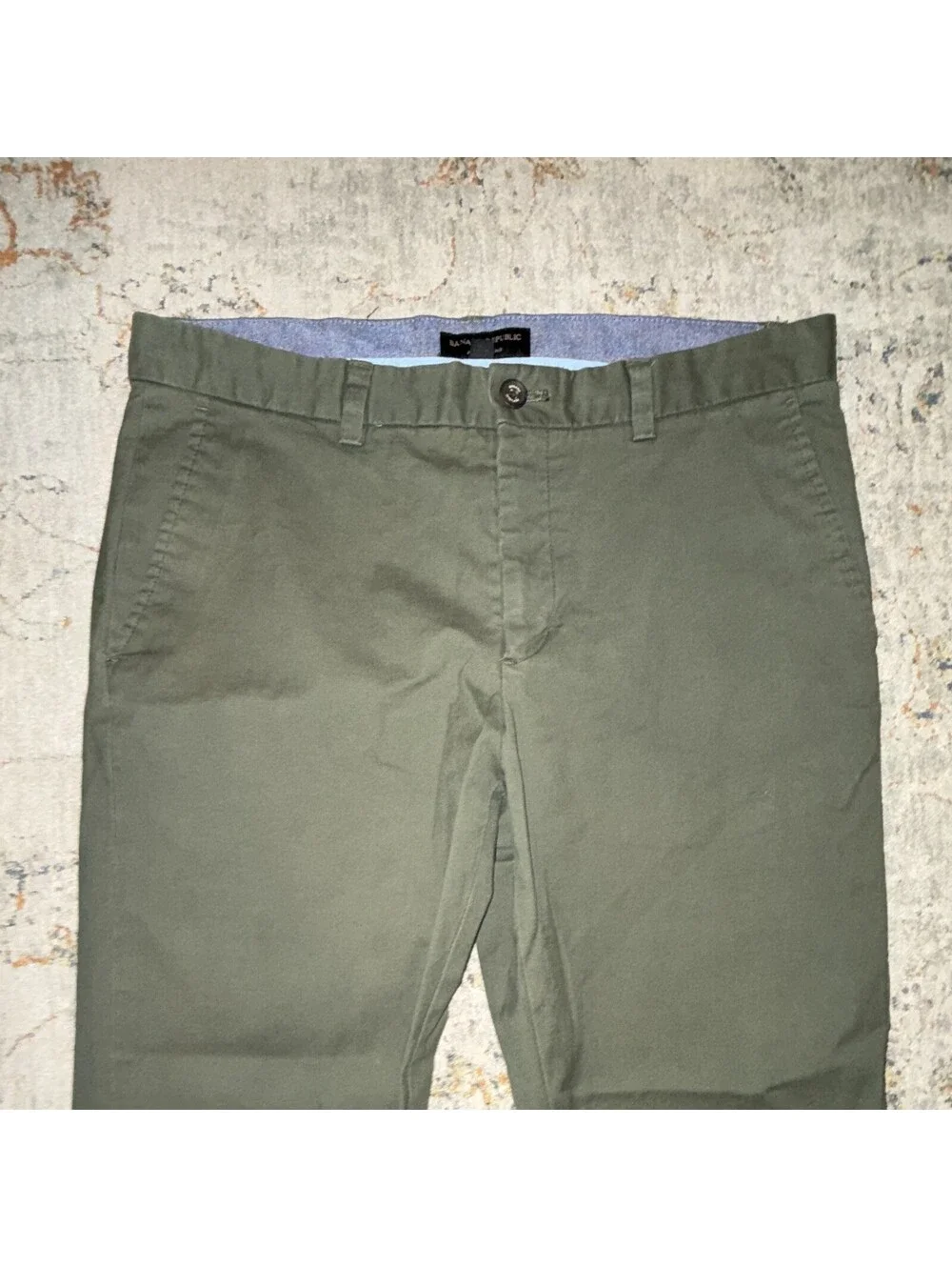 Banana Republic Green Aiden Chino Pants Mens Straight Fit Flat Front 33x30 A248